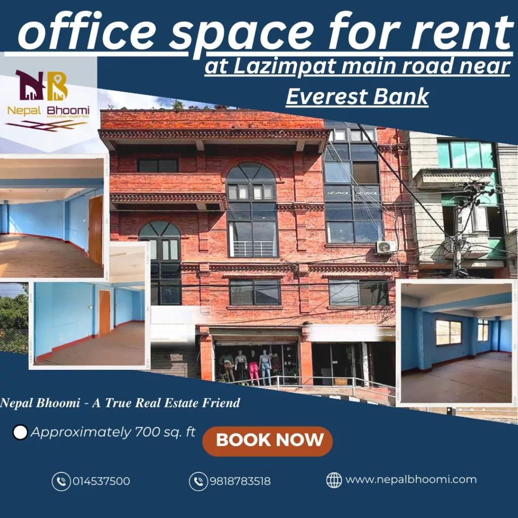 Approximately 700 sq. ft. Open Office space for Rent at Lazimapt, just nearby Everest Bank.